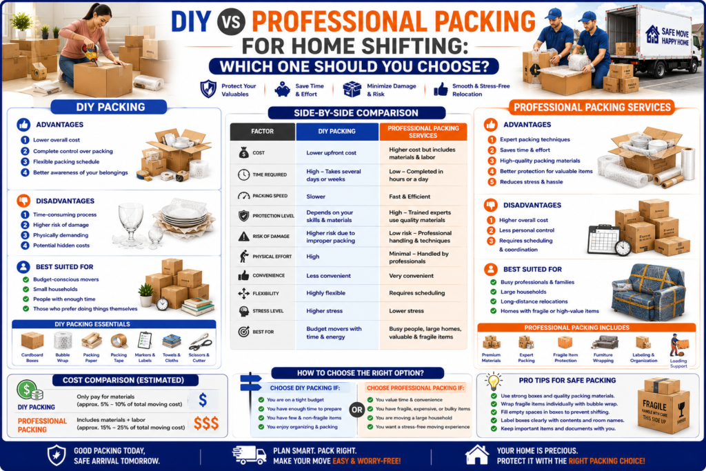 DIY vs Professional Packing for Home Shifting: Which One Should You Choose?